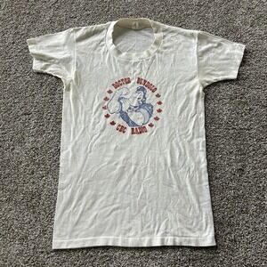 Vintage 70s Pelham Doctor Bundolo CBC Radio Shirt Mens Small White Tee T-Shirt